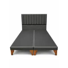 GENERICO - Set de Cama 2 Plazas con Respaldo Gris Oscuro en Lino Sin Colchón