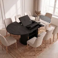 HOMER DESIGN - Mesa Comedor France Extendible 110-150 cm con Almacenamiento Negro