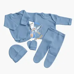 GENERAL - Ajuar 5 Piezas Liso Talla 0/3 Meses Celeste