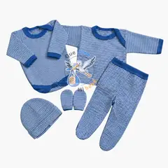 GENERAL - Ajuar 5 Piezas Liso Talla 0/3 Meses Celeste
