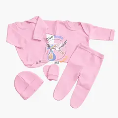 GENERAL - Ajuar 5 Piezas Liso Talla 0/3 Meses Fucsia