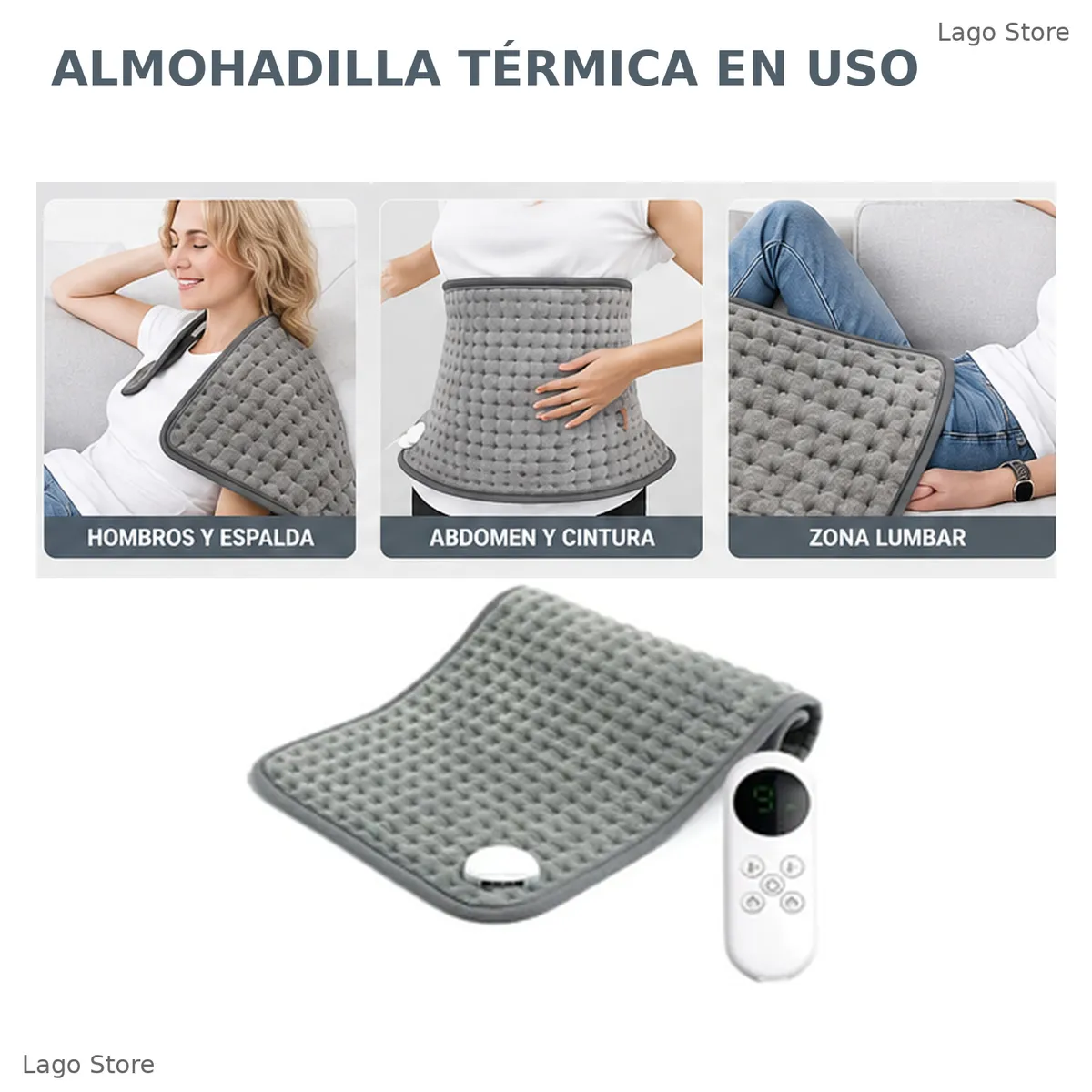 MOVI - Almohadilla Térmica Electrica 55x30cm con Control de Temperatura