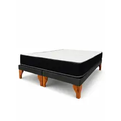 GENERICO - Base de Cama King Gris Oscuro en Lino con Colchón