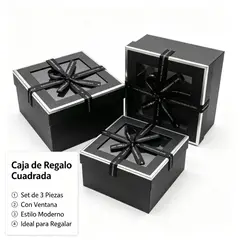 GENERICO - Set de cajas de regalo cuadradas con ventana transparente, juego de 3 unidades