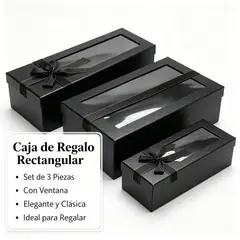GENERICO - Set de cajas de regalo rectangulares con ventana transparente, juego de 3 unidades