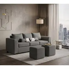 FANCY HOGAR - Sofa Esencia 3 Cuerpos + 2 Puf