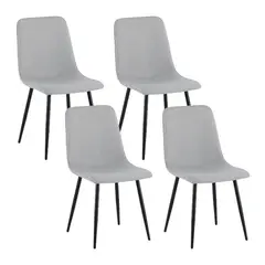 ELEMENT DESIGN - Set 4 Sillas de Comedor Moderno con Patas Metálicas Tela Gris