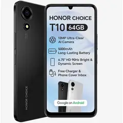 HONOR - Celular CHOICE T10 4+64G Batería de 5000 mAh CPU de 8 núcleos y RAM IPS de 6,75"