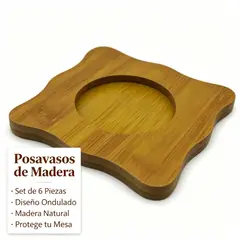 GENERICO - Posavasos cuadrados con borde ondulado, set de 6 unidades para tazas y vasos