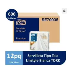 TORK - SERVILLETA LINSTYLE BLANCA - 12 PAQUETES DE 50 UNIDADES