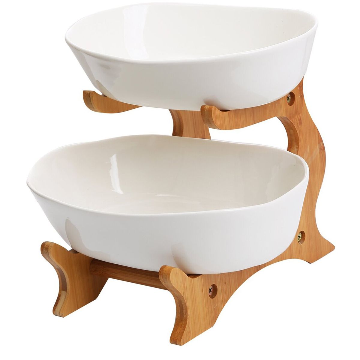 USA - Frutera Cerámica  Y Madera 2 Niveles 22Cm