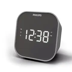 PHILIPS - Reloj Despertador Carga Usb Dual Radio Temporizador Gris