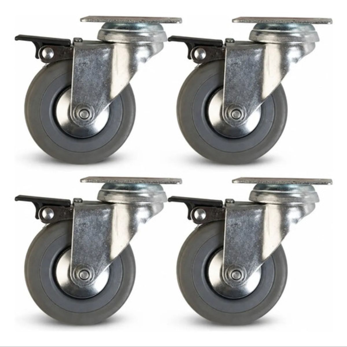 LIOI - Pack 4 Ruedas Giratorias Para Carros Muebles Freno 3  Lioi Gris