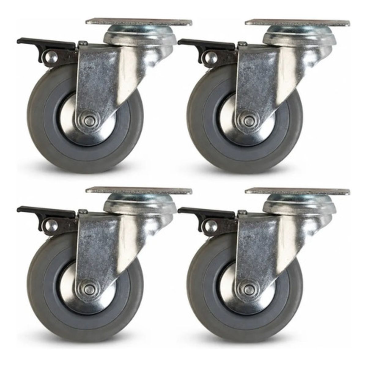 LIOI - Pack 4 Ruedas Giratorias Para Carros Muebles Freno 3  Lioi Gris