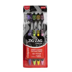 COLGATE - Cepillo de Dientes Zig Zag Charcoal x 4 unidades