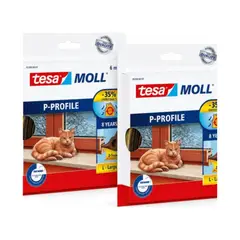 TESA - Pack2 Burlete Cinta Aislante Térmica Puerta Ventana 9mm Marrón Rayas