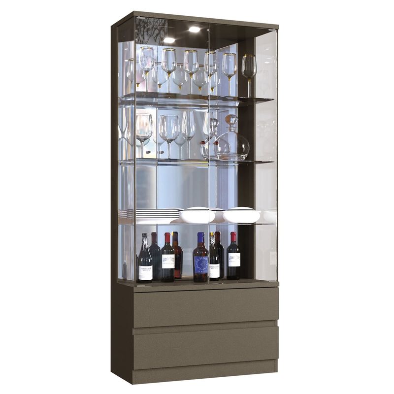 DI PORETTI - Vitrina Diamante 2 Puertas/Vidrio 2 Cajones Negro Di Poretti