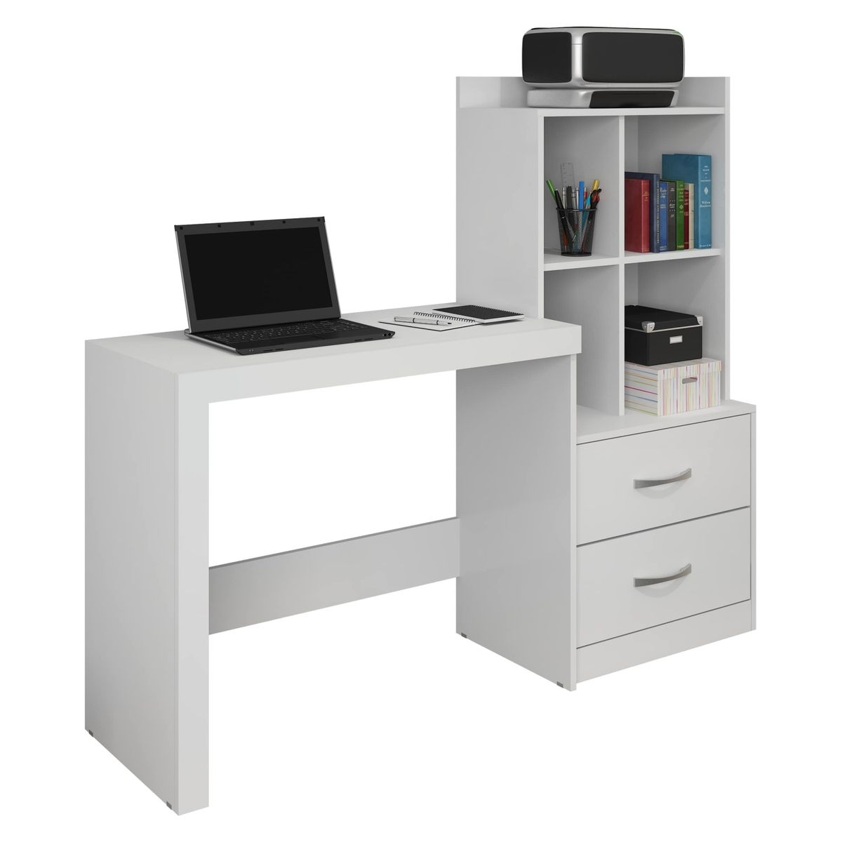 DI PORETTI - Escritorio Alana 2 Cajones Blanco/Turquesa Di Poretti