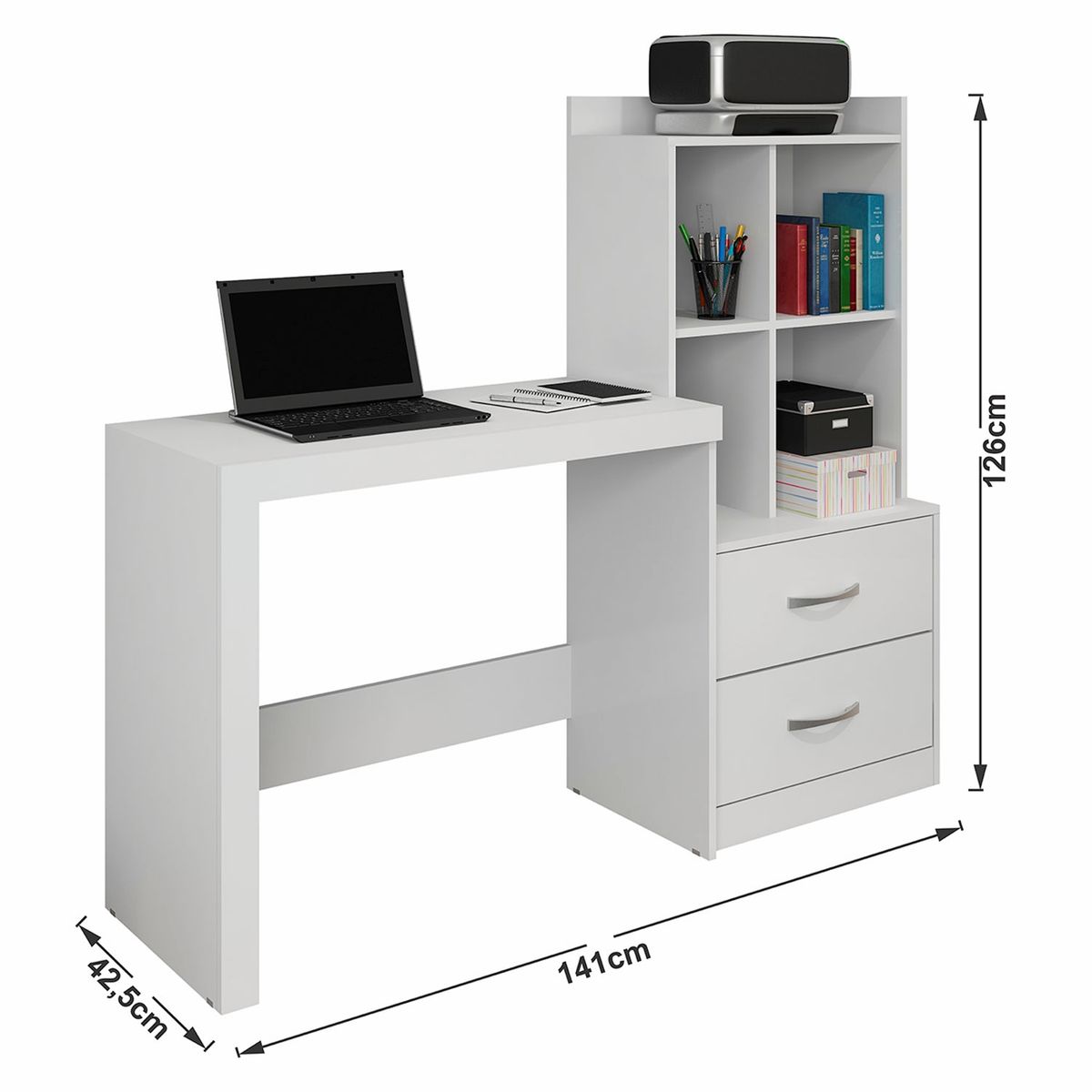 DI PORETTI - Escritorio Alana 2 Cajones Blanco/Turquesa Di Poretti