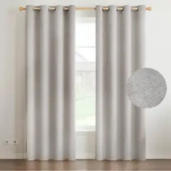 CASATUA - Cortinas Blackout 100% 2 Paños 132x213 Textura Lino Beige
