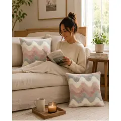 GENERICO - Pack De Fundas Decorativas Peludo Texturizada Con Ondas 6 Fundas