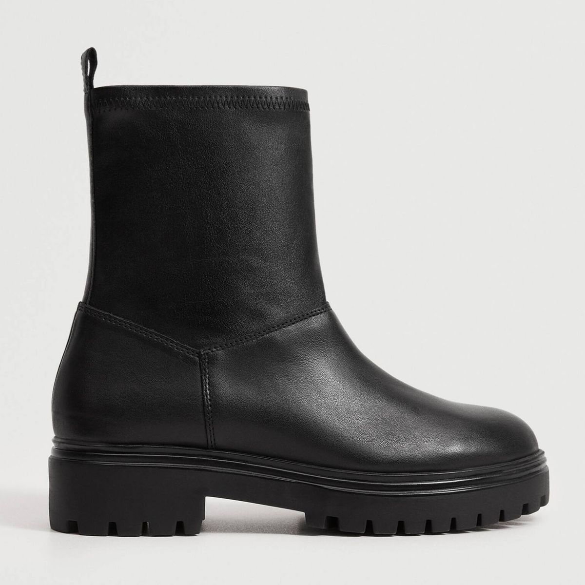 MANGO - Botín Mujer Cuero Negro Mango