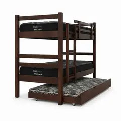 BLOCCARE - Camarote Desmontable Triple l200 cm /Colchones Black Prime - Uno + Ideal - 1 Plaza