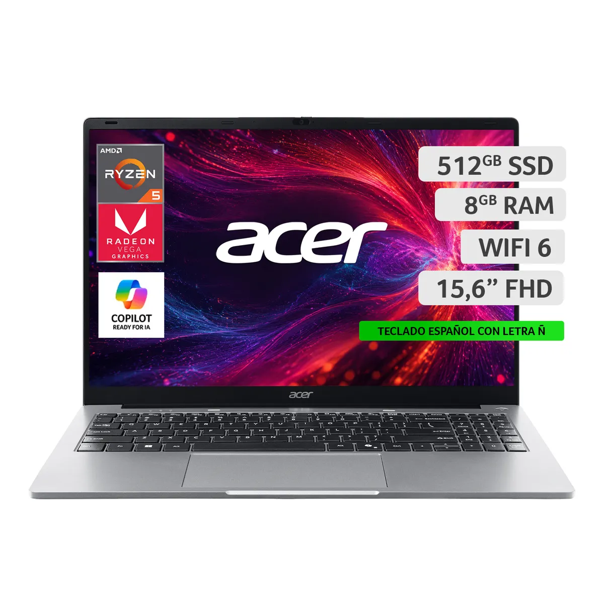 ACER - Notebook Aspire Lite AL15-410P-R9ND-1 | AMD Ryzen™ 5 3500U | 8GB RAM | 512GB SSD | 15.6" FHD