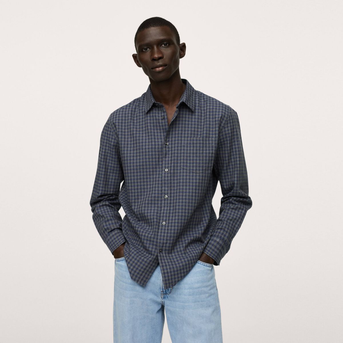 MANGO MAN - Mango Man Camisa Franela Cuadros Hombre