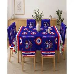 MYLHOGAR - Mantel Dieciochero 150x220 cm con 6 Fundas Sillas Set Fiestas Patrias