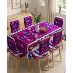 MYLHOGAR - Mantel Dieciochero 150x220 cm con 6 Fundas Sillas Set Fiestas Patrias