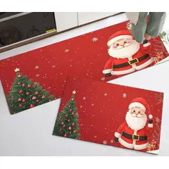 GENERICO - Set De 2 Alfombra Para Cocina, Pasillo O Pie De Cama Navidad