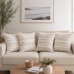 MYLHOGAR - Set De 4 Fundas Para Cojín Decorativo Texturizado A Rayas