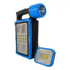 NOVYSTOR - Linterna Farol LED Solar Recargable 5 en 1 Camping Exterior 2 Focos USB 5 Modos Luz Cálida Fría
