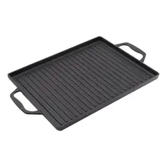 GENERICO - Plancha de hierro fundido con asas para cocinar en color negro