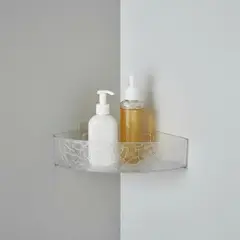GENERICO - Soporte Esquinero Multiusos para Baño en Acrílico Blanco
