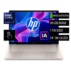 HP - Notebook OmniBook Ultra 14-kd0070la Intel Core Ultra 7 16GB RAM 1TB SSD 14" Táctil 3K Windows 11 Home
