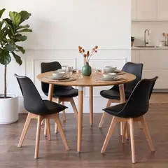 PANDALINO - Comedor Extensible Bayona Wood 100-180cm + 4 Sillas Tulip Negro
