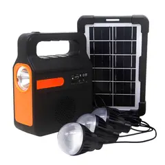 NOVYSTOR - Kit Solar Portátil 3 Ampolletas LED Linterna Recargable Radio FM Bluetooth MP3 Exteriores Camping