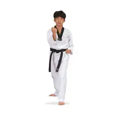 DAEDO - DOBOK ESTANDAR CUELLO NEGRO CON BORDADO ESPALDA WT
