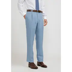 TRIAL - Pantalón Hombre Formal Lino Mix&Color Celeste