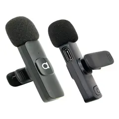 AUDIOLAB - 2 Microfonos Solapa Inalambricos Usb C Smartphone Negro