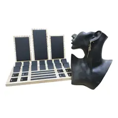 GENERICO - Kit Duo Exhibidor Para Joyeria Negro