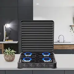 GENERICO - Cocina Encimera Portátil Camping De 4 Hornillas Estable Color Negro