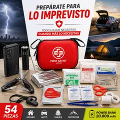 MOVI - Kit de Emergencia Personal 54 Piezas con Power Bank 20.000 mAh - Botiquín y Accesorios de Emergencia