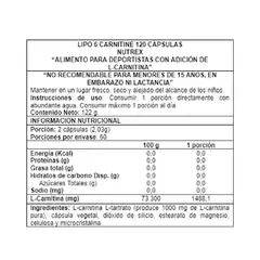 NUTREX - Lipo 6 Carnitine 120 Caps L-carnitina Quemador Grasa