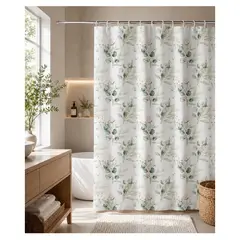 ALMA & DECO - Cortina de Baño Tela Modelo Jardín de Eucaliptus
