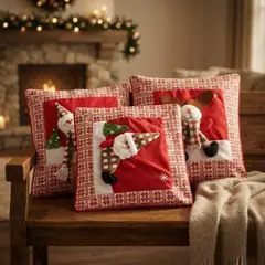 GENERICO - Set De 3 Fundas De Cojin Para Navidad 3d 40x40 Cm
