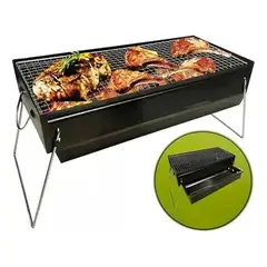 IRM - Parrilla Portatil Plegable A Carbon Tipo Maletin De Camping Asador Compacto Rejilla Cromada