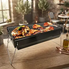 IRM - Parrilla A Carbon Plegable De Exterior Tipo Maletin Portatil Asador Compacto De Camping
